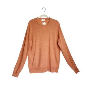 Kingsman Men's Cashmere/Linen Long Sleeve Crewneck Sweater in Orange -Sz L - NWT